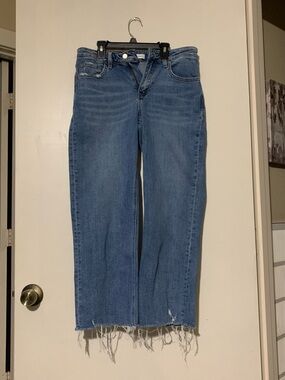 Flying Monkey Raw Hem Straight-Leg Blue Jeans